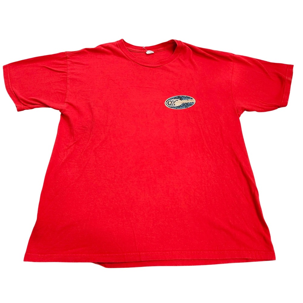 North Shore Hawaii Red Graphic T-Shirt Mens Large Short Sleeve Surf Paddle Tee